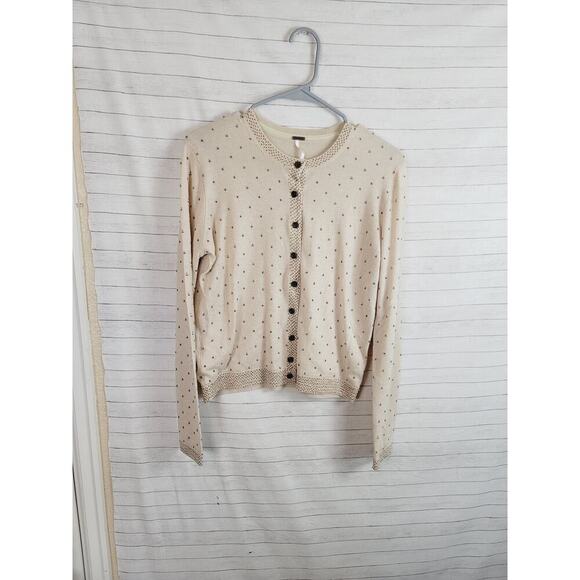 Free People Tea Combo Cardigan Sweater in Creamy Beige, sz Medium - Picture 13 of 14